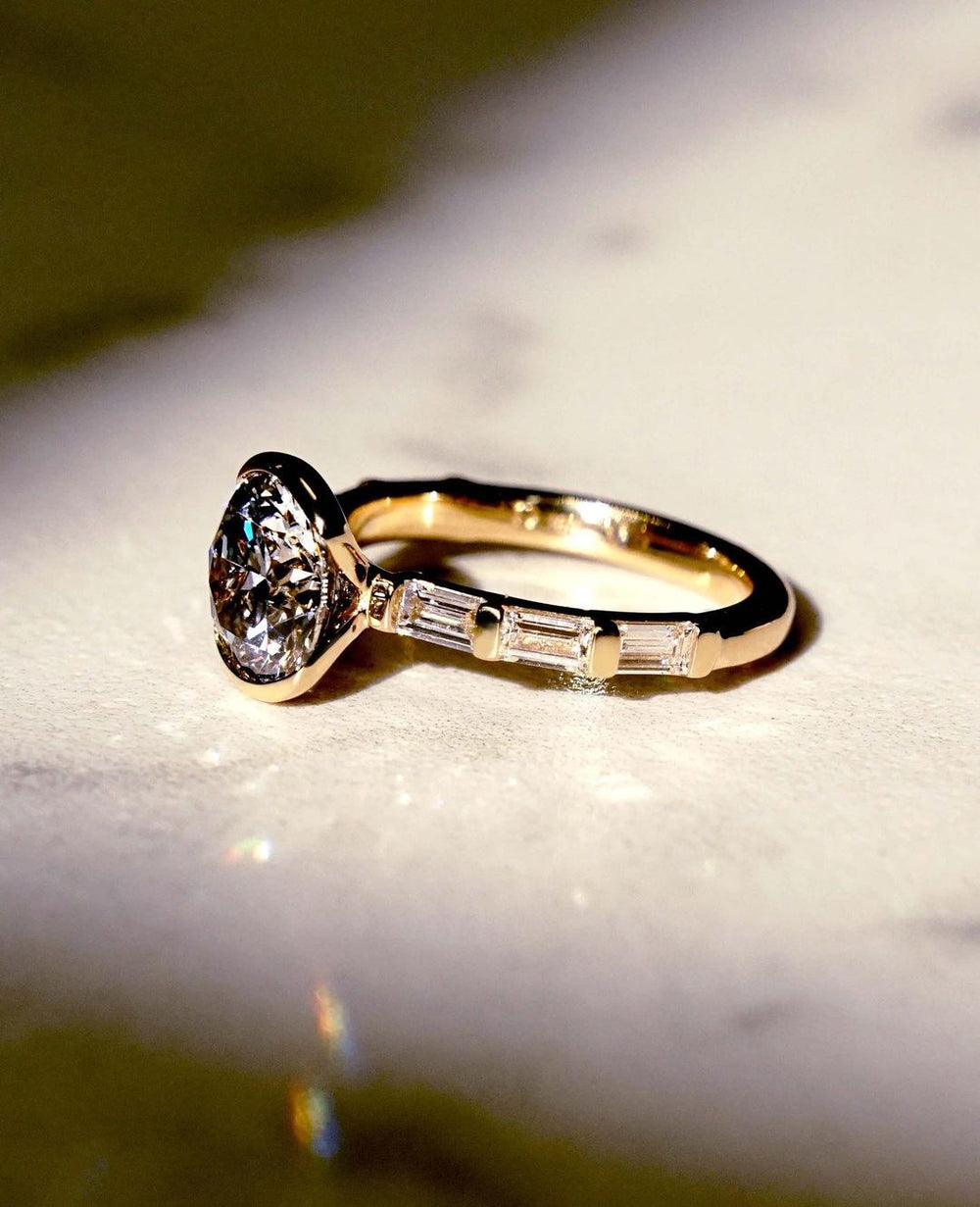 Bezel Set Round Brilliant Cut Labgrown Engagement Ring