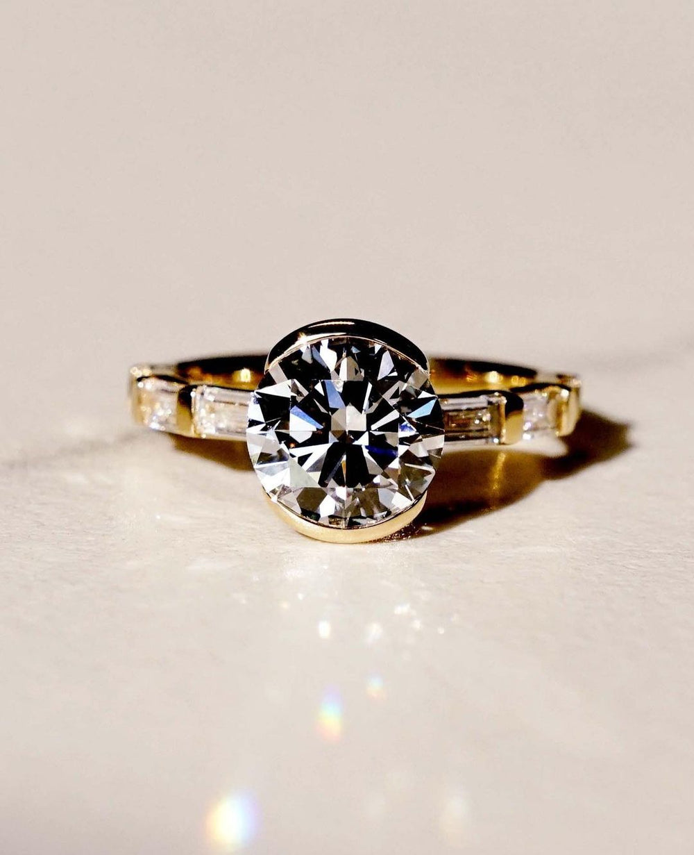 Bezel Set Round Brilliant Cut Labgrown Engagement Ring