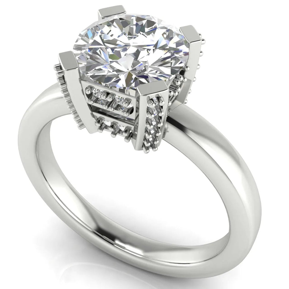 Elegant Solitaire Ring with Contemporary Prong Setting – (925 Sterling Silver) – Round (925 Sterling Silver)