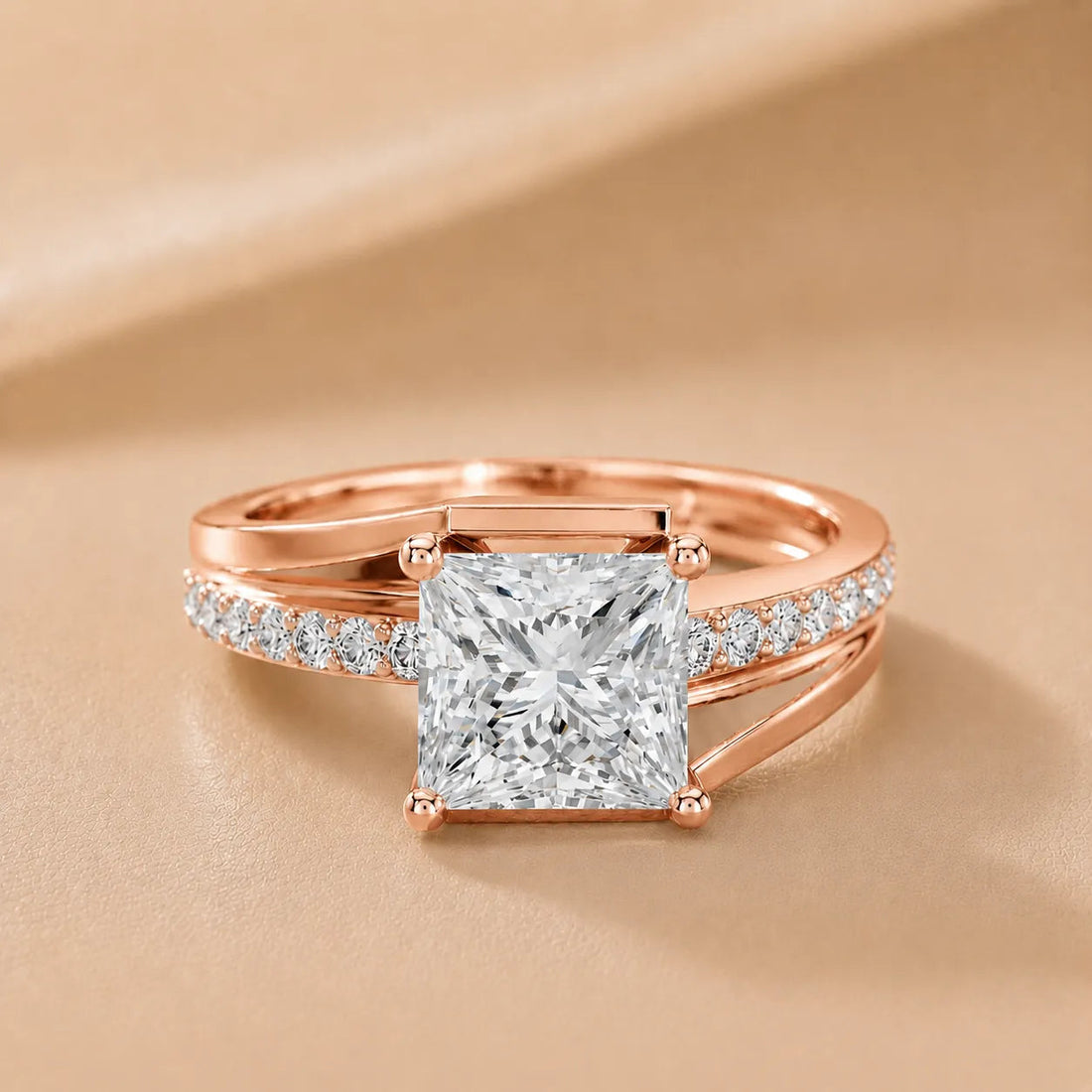Crest Bypass Diamond Engagement Ring – Round (925 Sterling Silver)