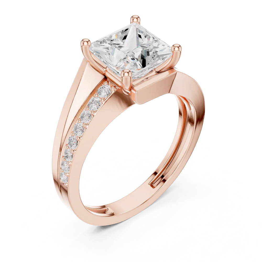 Crest Bypass Princess Diamond Engagement Ring