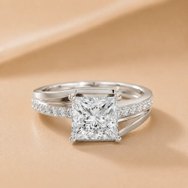 Crest Bypass Princess Diamond Engagement Ring