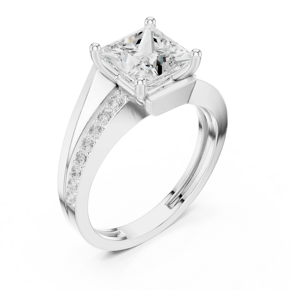 Crest Bypass Princess Diamond Engagement Ring
