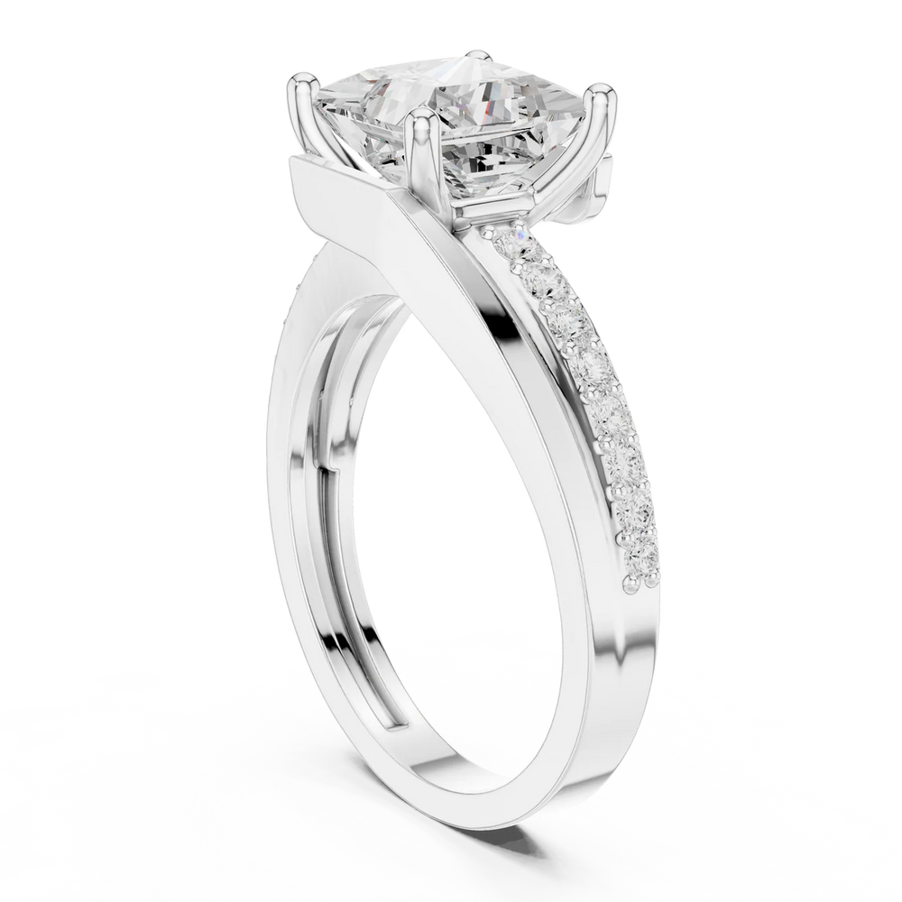 Crest Bypass Princess Diamond Engagement Ring