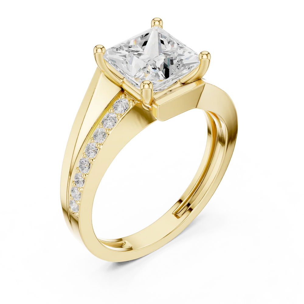 Crest Bypass Princess Diamond Engagement Ring
