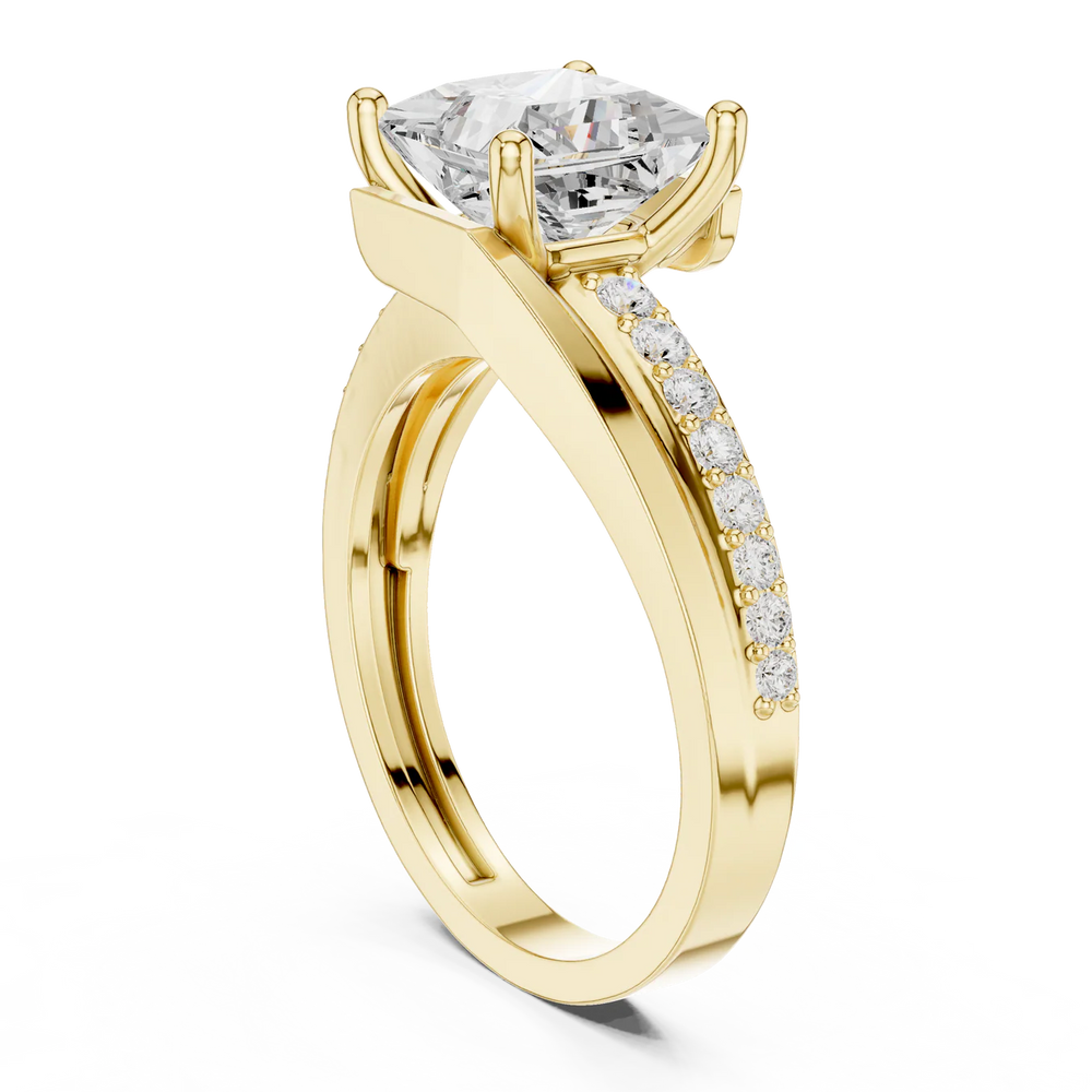 Crest Bypass Princess Diamond Engagement Ring