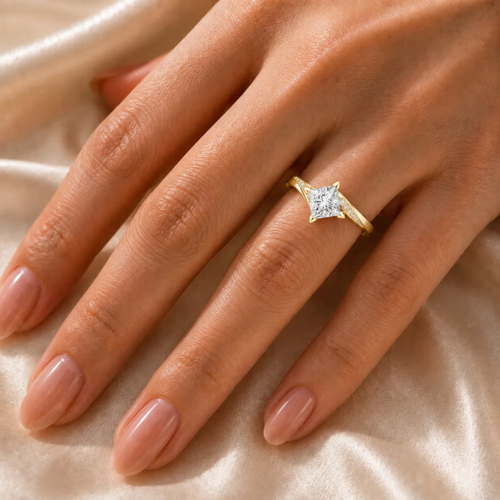 Princess-Cut Diamond Crisscross Ring