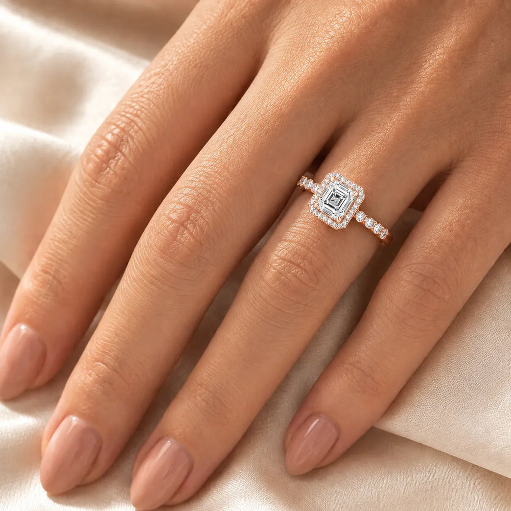 Halo Crown Pear Diamond Ring