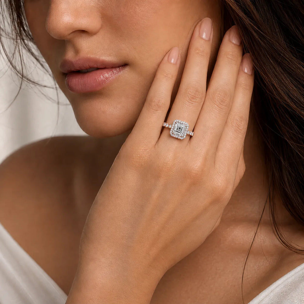 Halo Crown Pear Diamond Ring