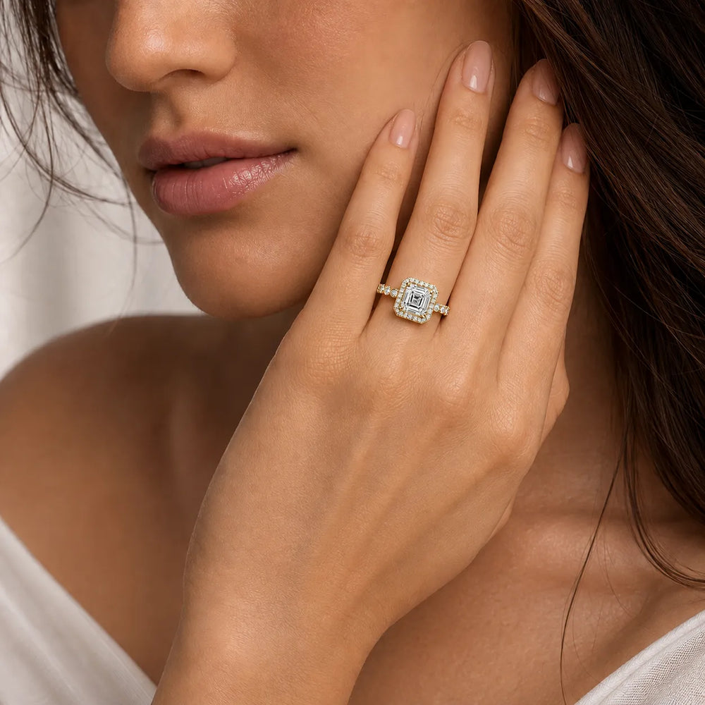 Halo Crown Pear Diamond Ring