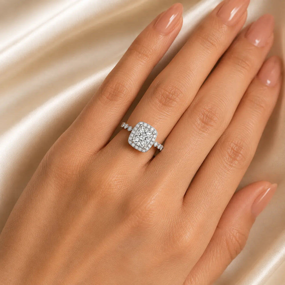 Halo Crown Pear Diamond Ring