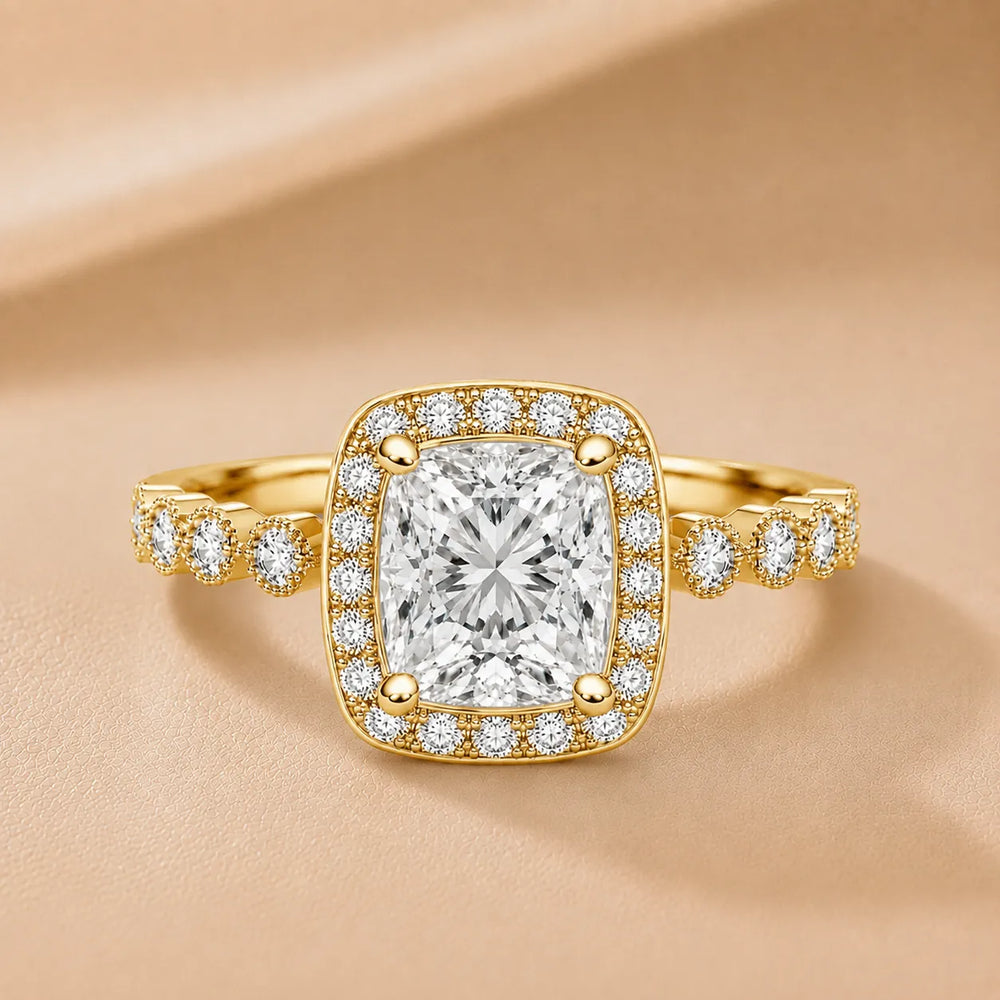Halo Crown Pear Diamond Ring