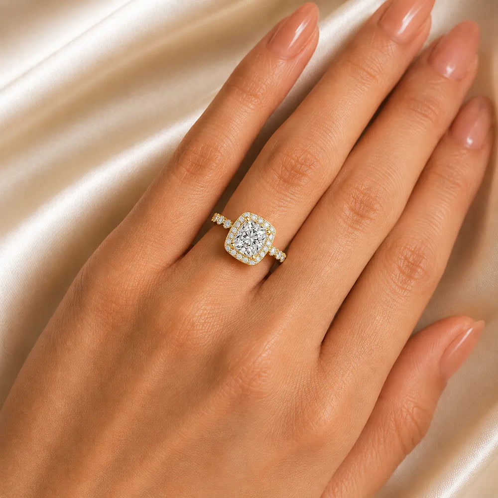 Halo Crown Pear Diamond Ring