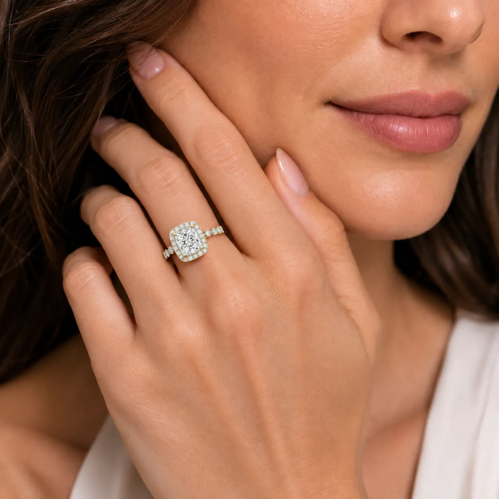 Halo Crown Pear Diamond Ring