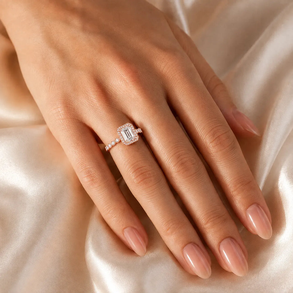 Halo Crown Pear Diamond Ring