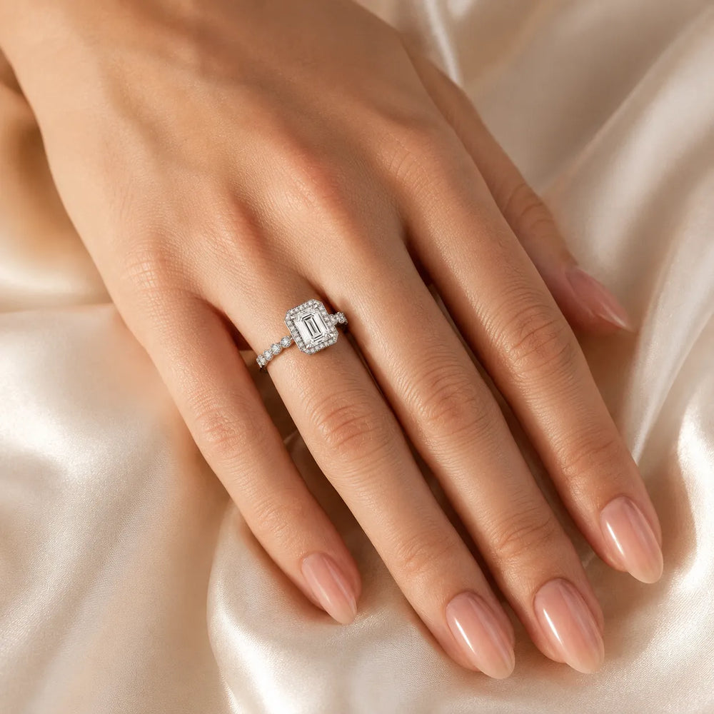 Halo Crown Pear Diamond Ring