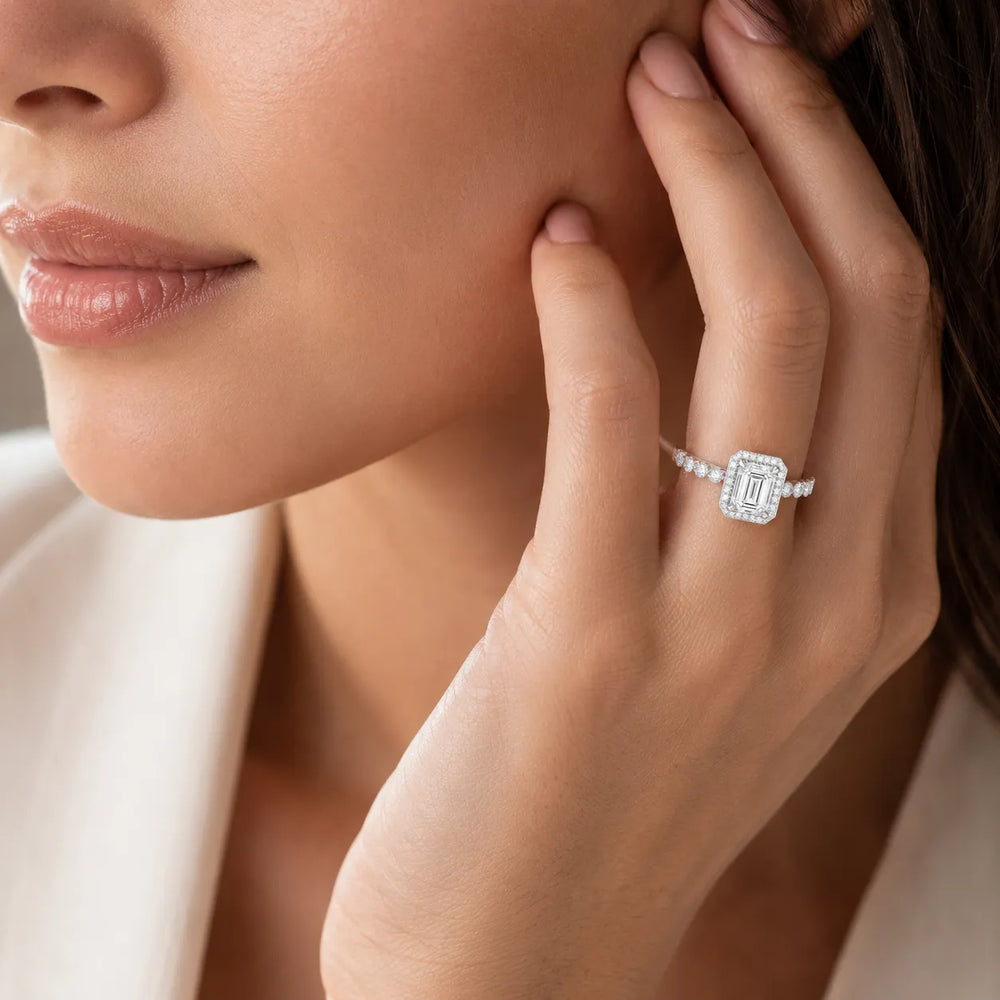 Halo Crown Pear Diamond Ring