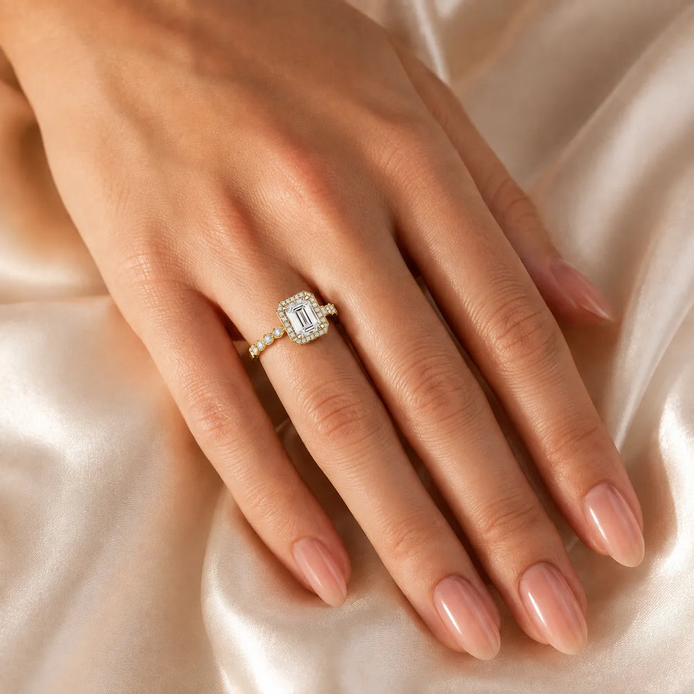 Halo Crown Pear Diamond Ring