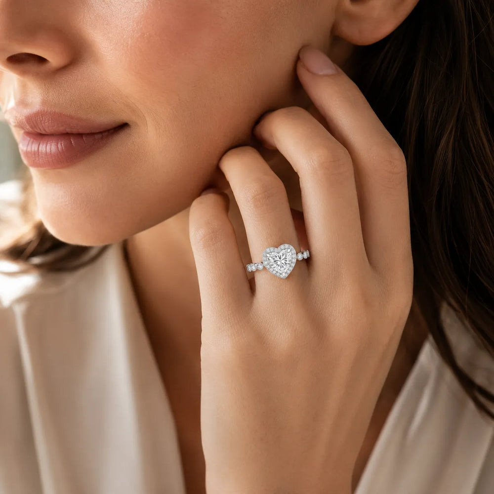 Halo Crown Pear Diamond Ring