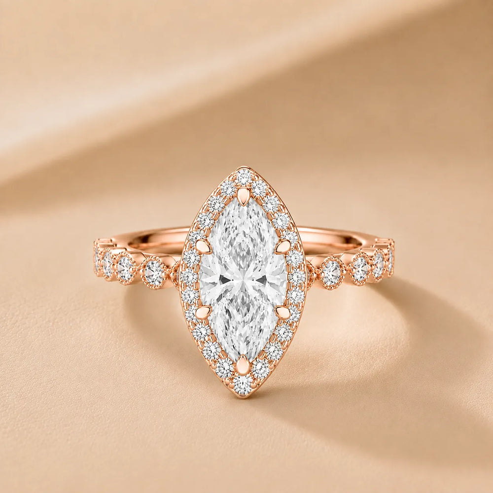 Halo Crown Pear Diamond Ring