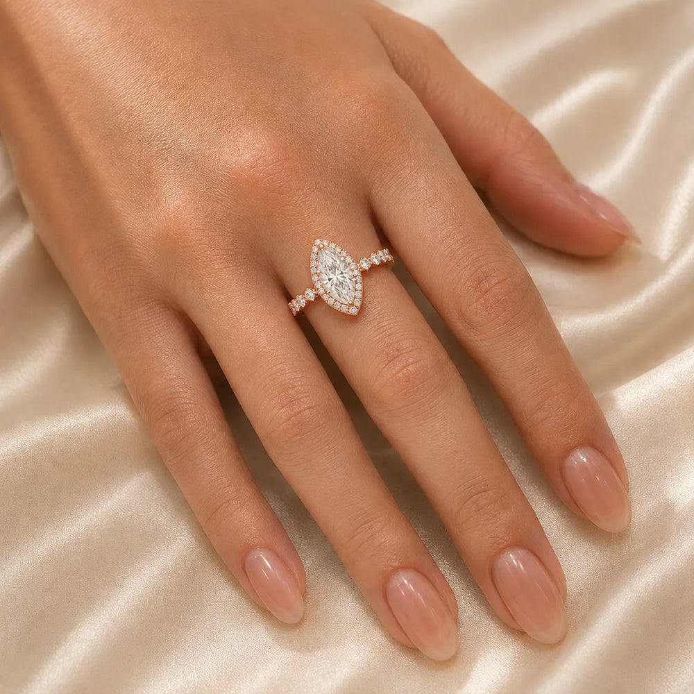 Halo Crown Pear Diamond Ring