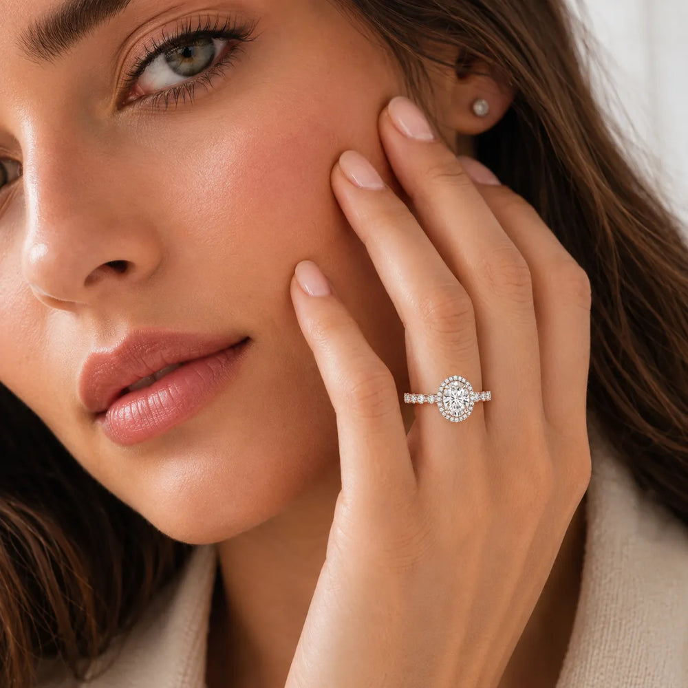 Halo Crown Pear Diamond Ring