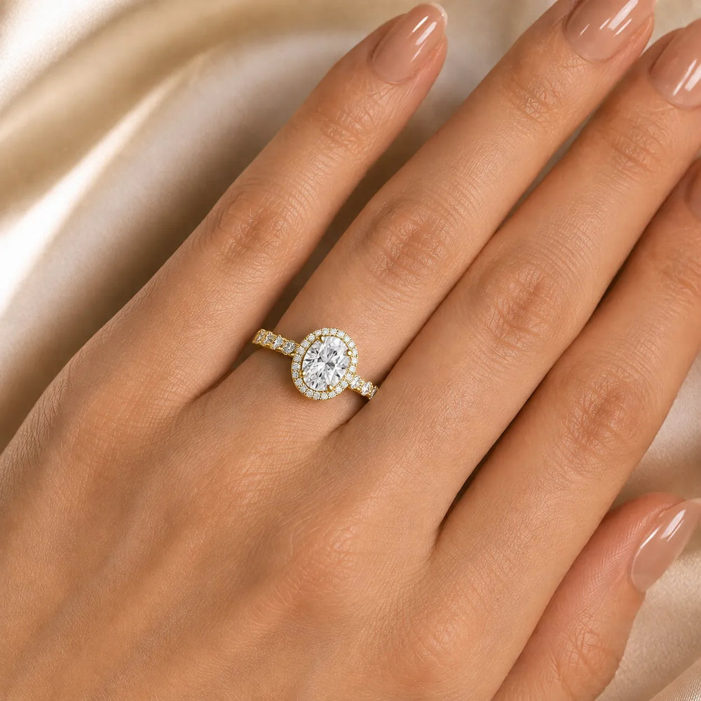 Halo Crown Pear Diamond Ring