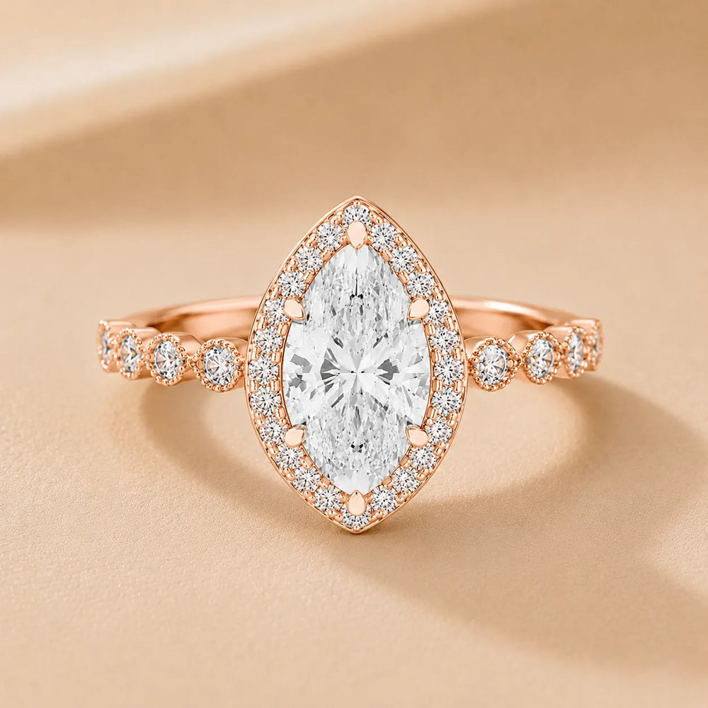 Halo Crown Pear Diamond Ring