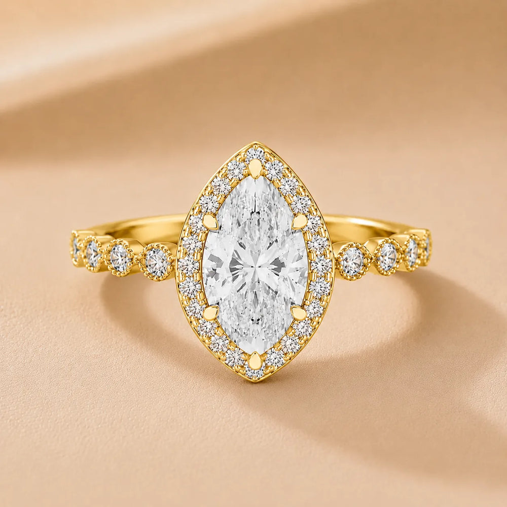 Halo Crown Pear Diamond Ring