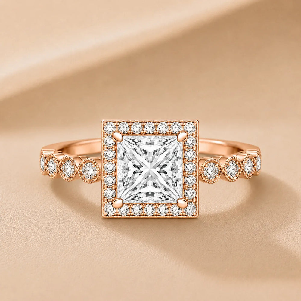 Halo Crown Pear Diamond Ring