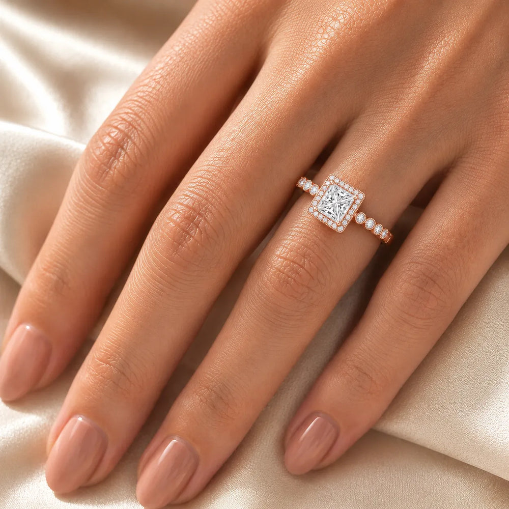 Halo Crown Pear Diamond Ring