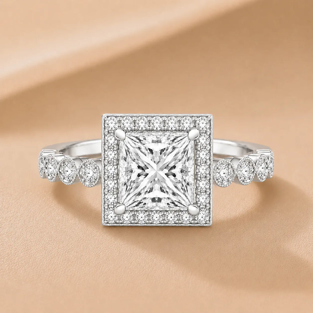 Halo Crown Pear Diamond Ring