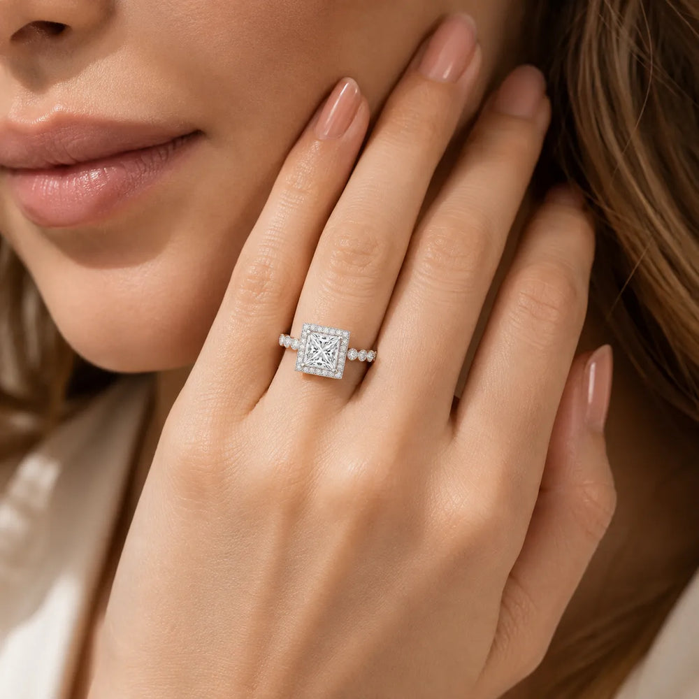 Halo Crown Pear Diamond Ring