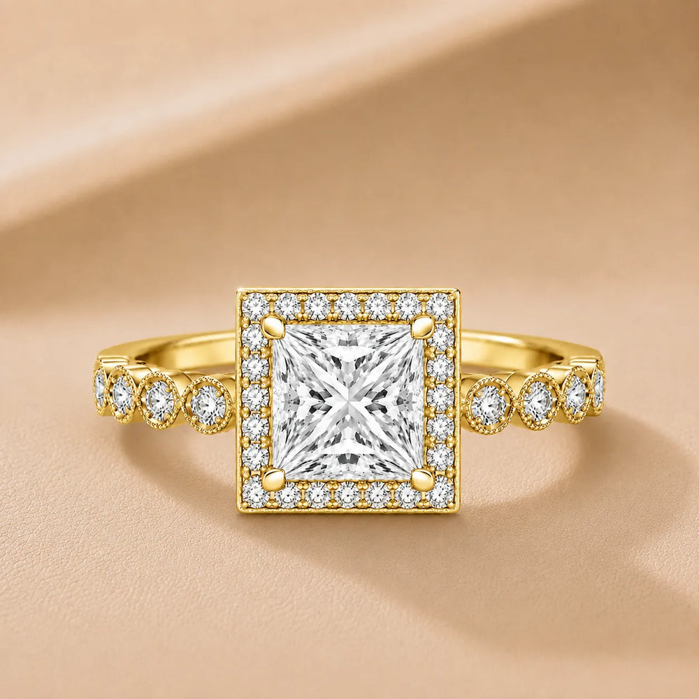 Halo Crown Pear Diamond Ring