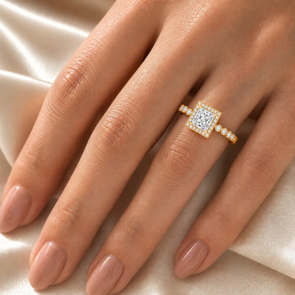 Halo Crown Pear Diamond Ring