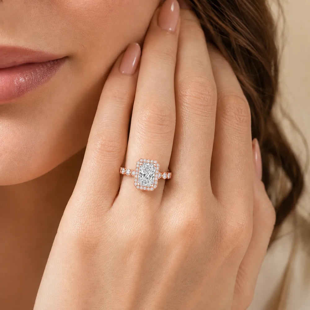 Halo Crown Pear Diamond Ring