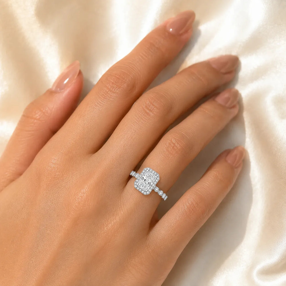Halo Crown Pear Diamond Ring