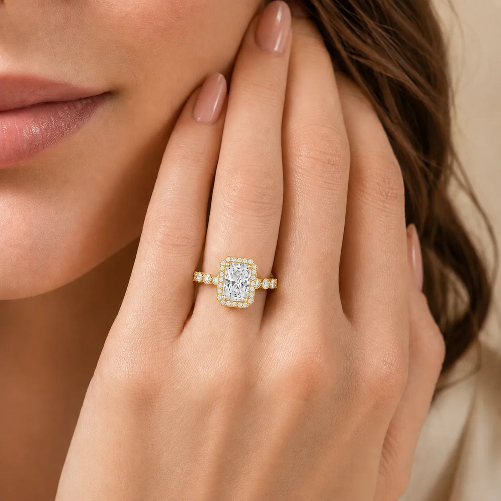Halo Crown Pear Diamond Ring