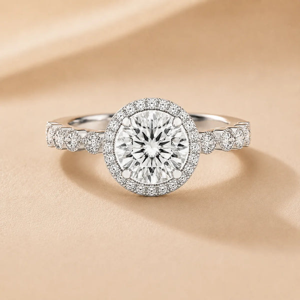 Halo Crown Pear Diamond Ring