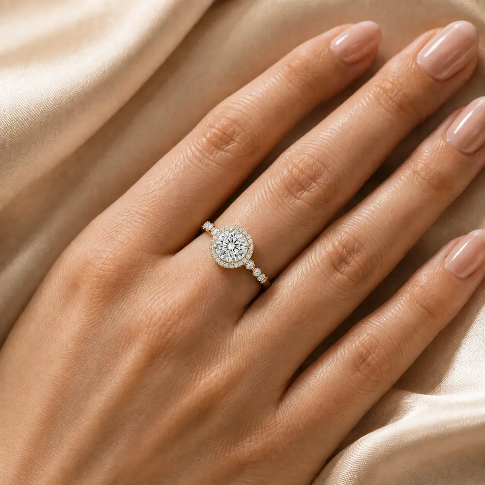Halo Crown Pear Diamond Ring