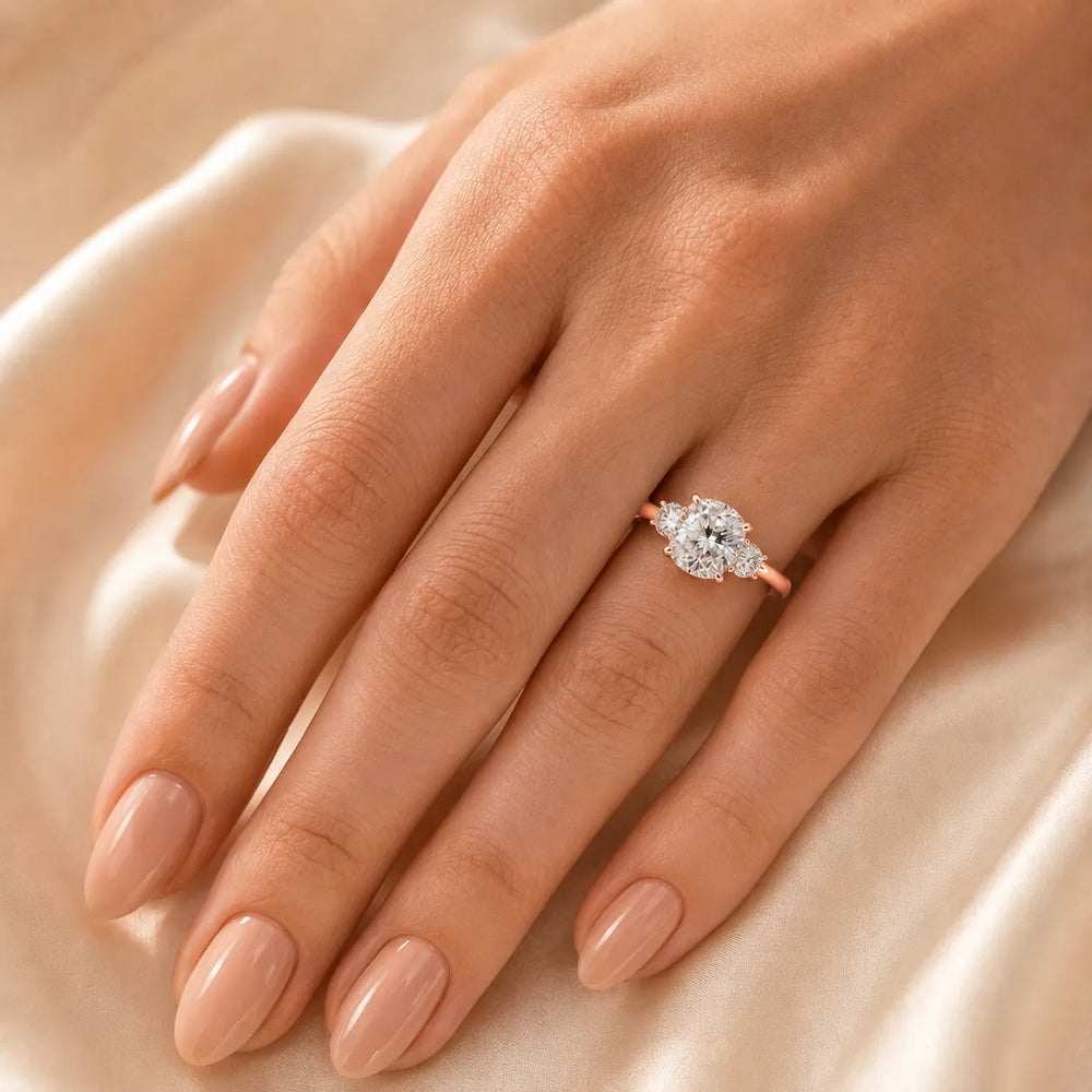 Crown Three-Stone With Round Cut Diamond