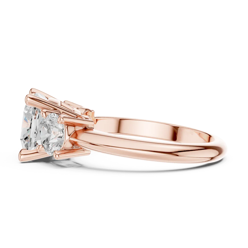 Crown Three-Stone With Round Cut Diamond