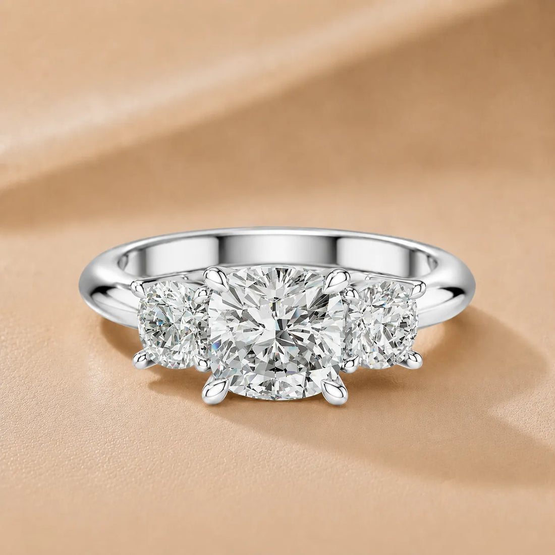 Crown Three-Stone With Round Cut Diamond
