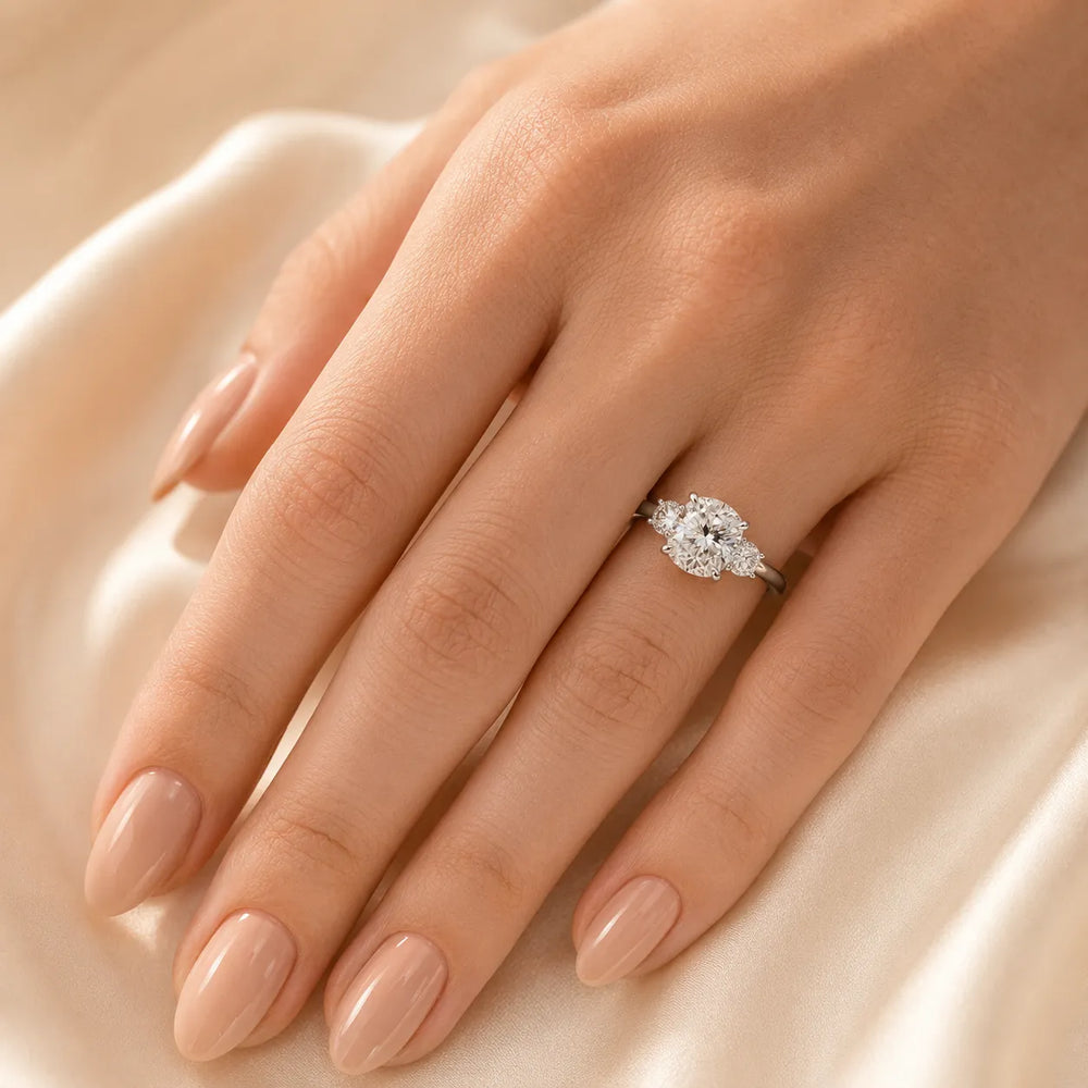 Crown Three-Stone With Round Cut Diamond