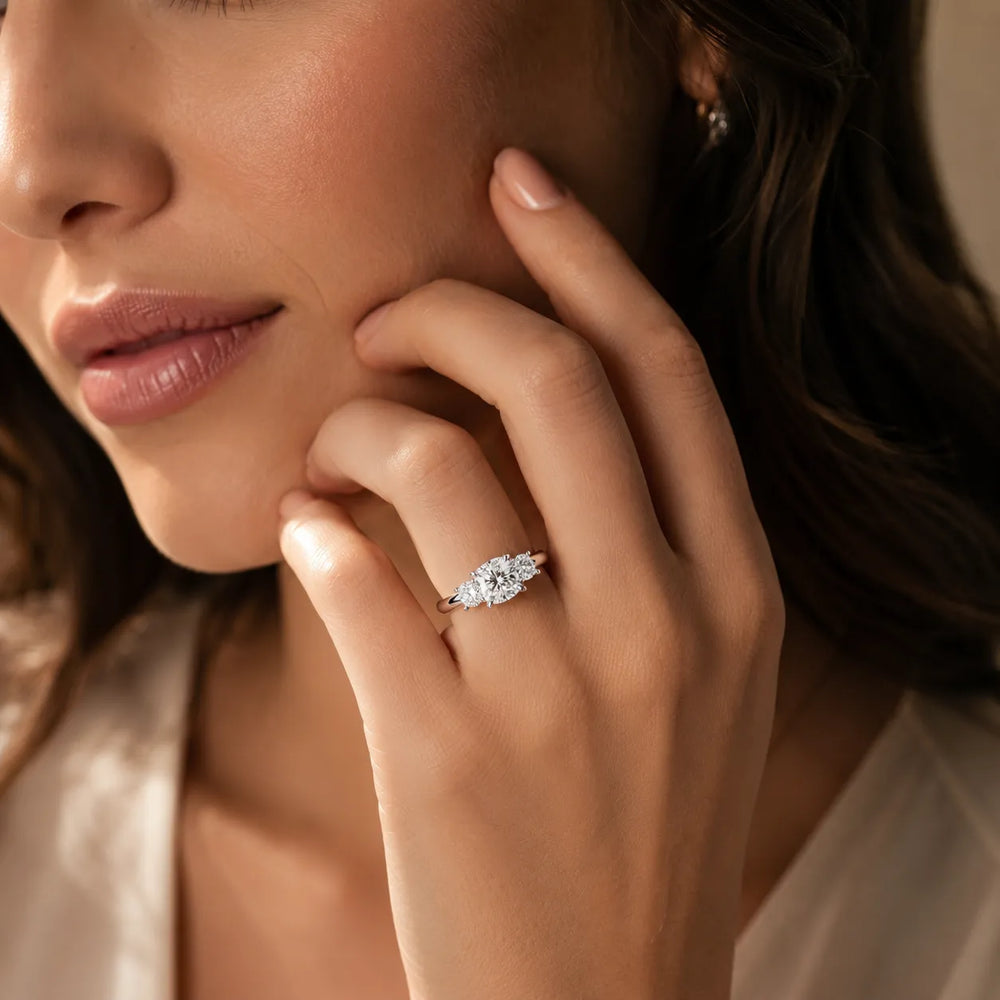 Crown Three-Stone With Round Cut Diamond