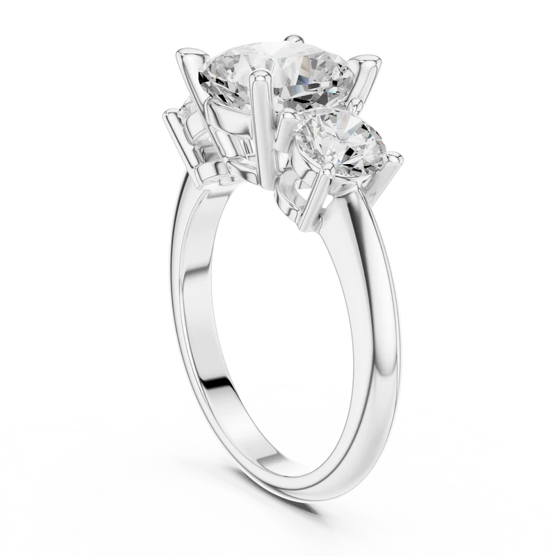Crown Three-Stone With Round Cut Diamond