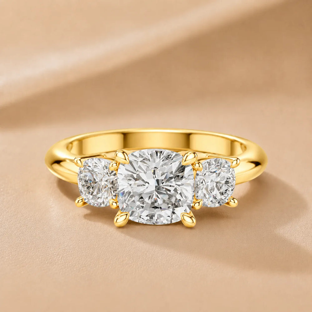 Crown Three-Stone With Round Cut Diamond