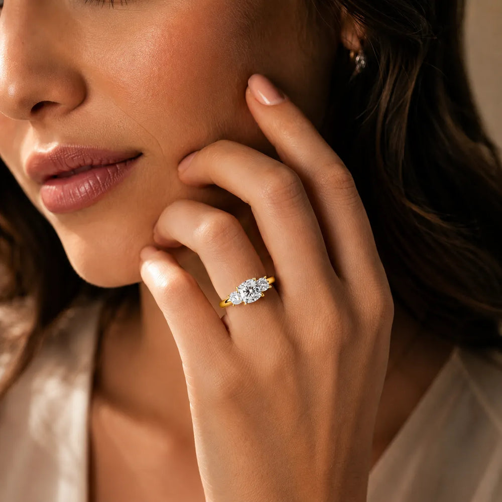 Crown Three-Stone With Round Cut Diamond