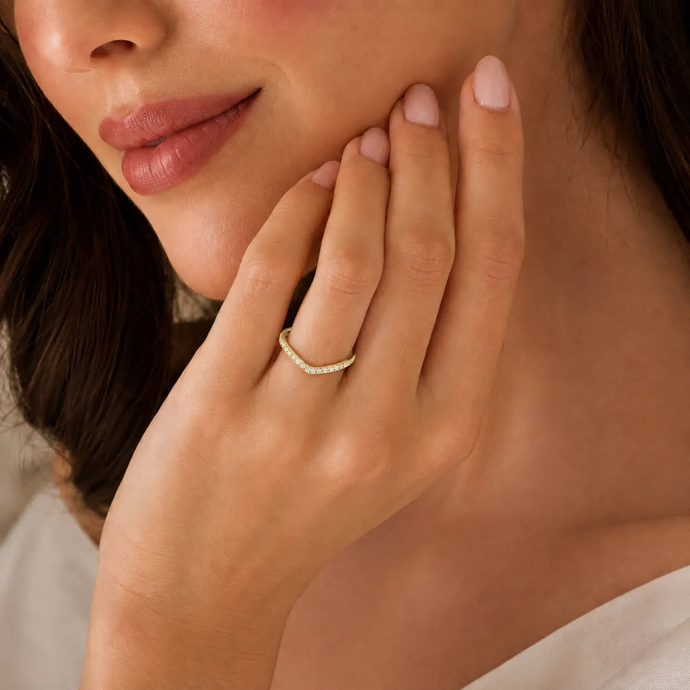 V-Curve Diamond Elegance Ring Band