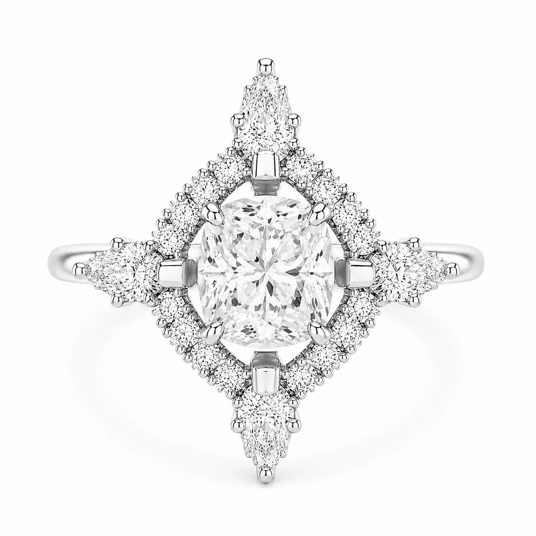 Cut Luminous Halo Ring – Pear (925 Sterling Silver)